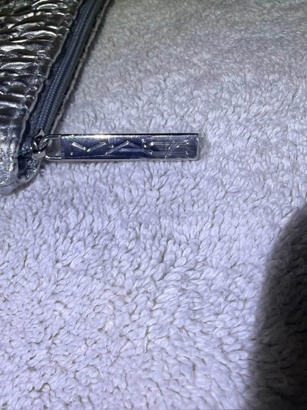 MAC Cosmetics Silver Textured Toiletry Pouch Bag